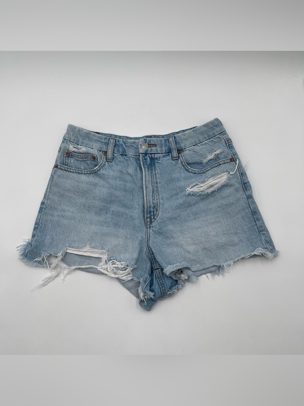 American Eagle Women’s 90s Curvy Boyfriend Denim Shorts Festival Distressed Sz 8